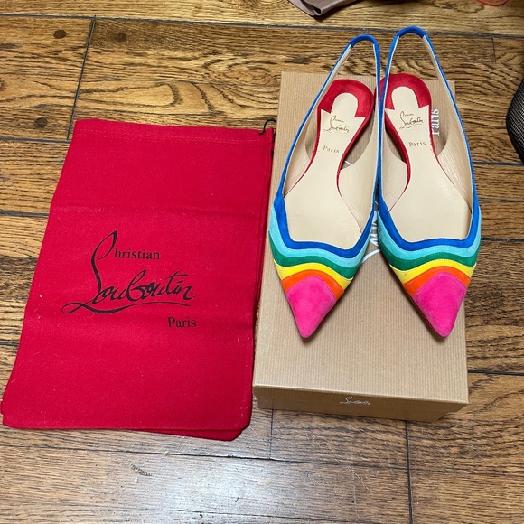 Christian Louboutin Suede Sling back Flats - Picture 1 of 5